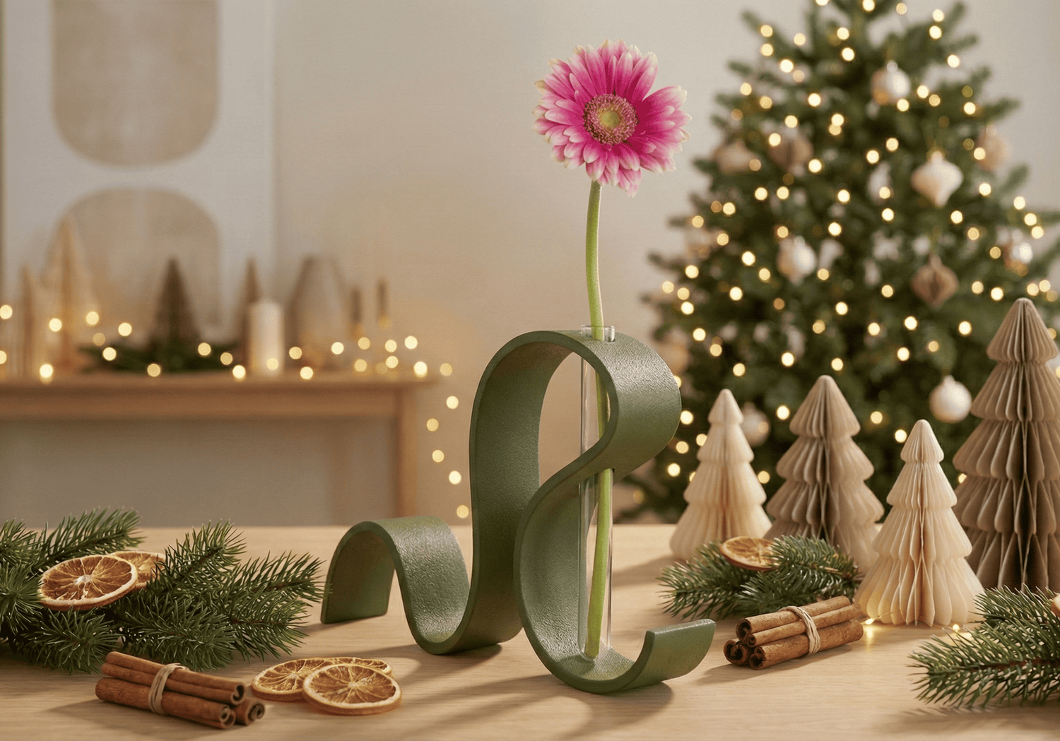 Wave, vaza cu eprubeta in decor craciunistic, cadou